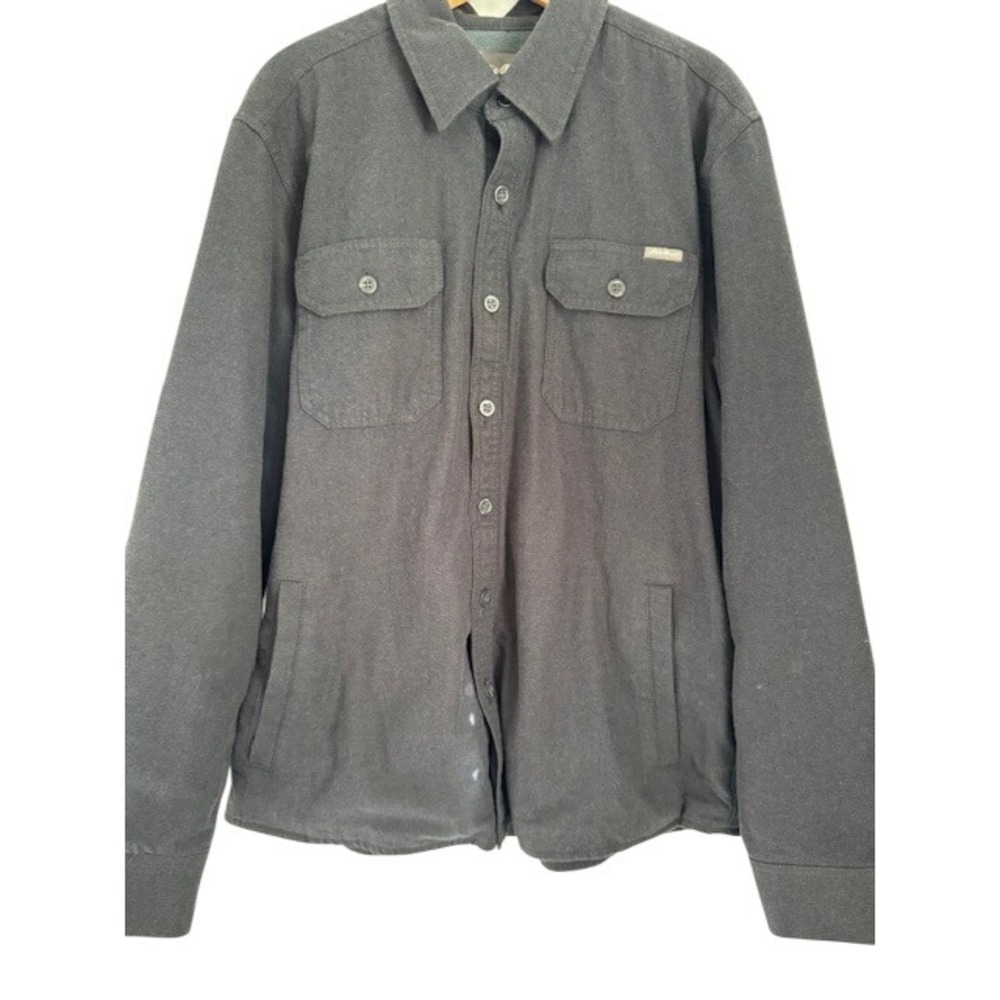 Eddie Bauer Mens Gray Cotton Blend Insulated Button Front Shirt Jacket‎ L